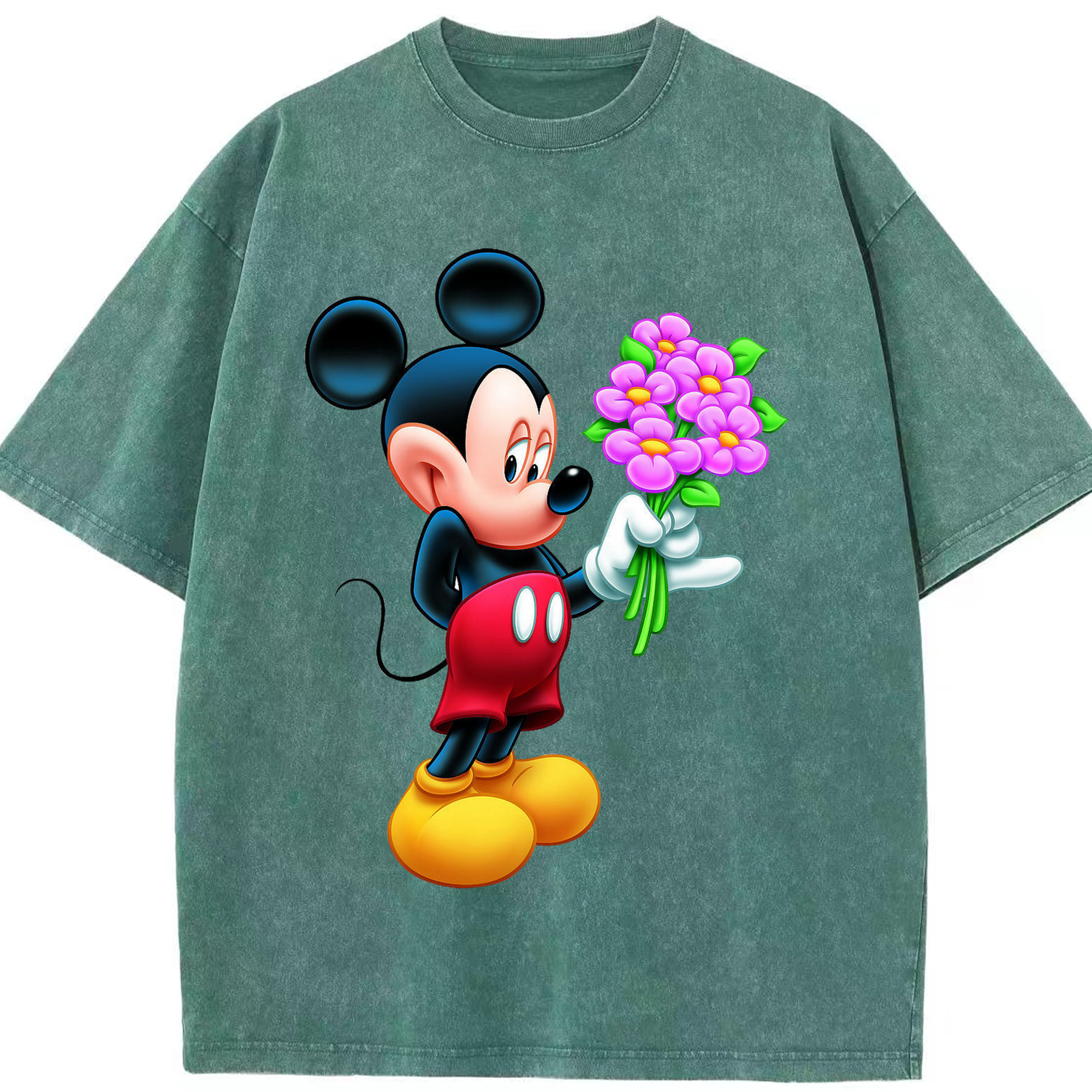 （画像用） ミッキーマウス Mickey Mouse 綿100% ヴィンテージ風 半袖Tシャツ（フロントプリント）